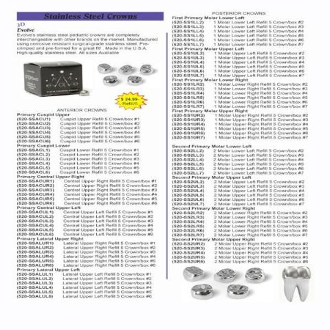 3D Dental Stainless Steel Crowns Anterior