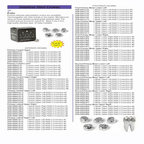 3D Dental Stainless Steel Crowns Posterior