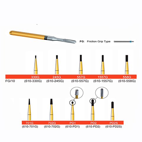 Supreme Gold Crown Metal Cutting Burs FG 10/Pkg.