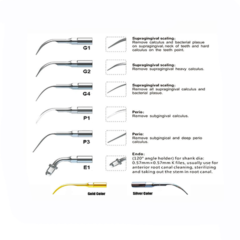 Sandent Piezo Scaler Tips Silver Color 5/Pkg.