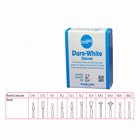 SHOFU FG Dura-White Stone 12/Pkg Ea. (SHDWS12)
